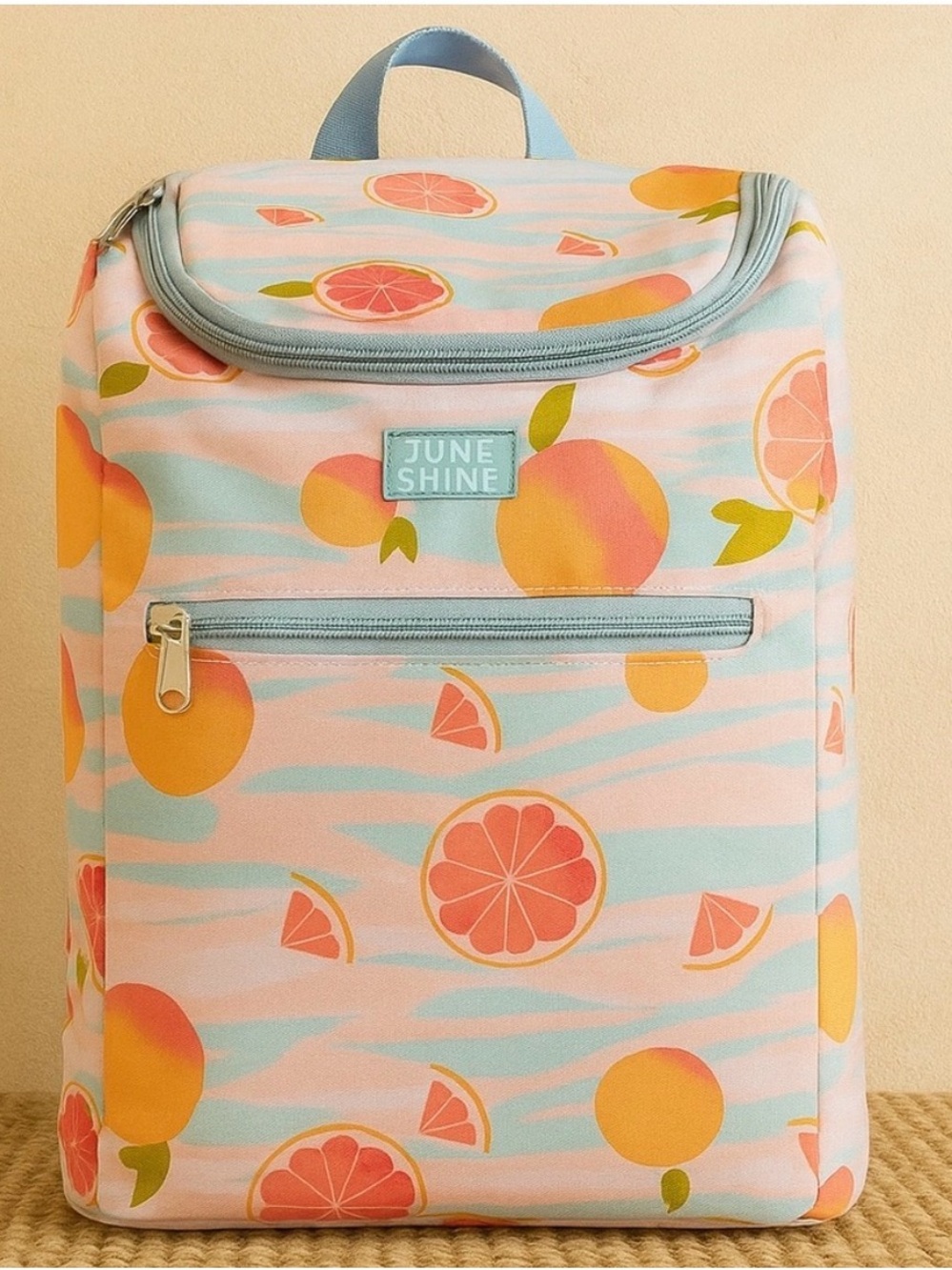 Pink & Light Blue Citrus Print Backpack